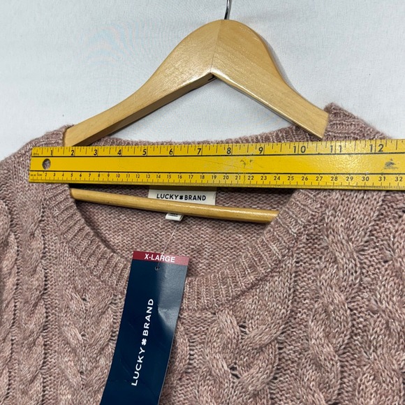 Lucky Brand Cable‎ Knit Sparkle Sweater Dusty Rose Pink XL NWT MSRP $99.50 - Picture 11 of 17
